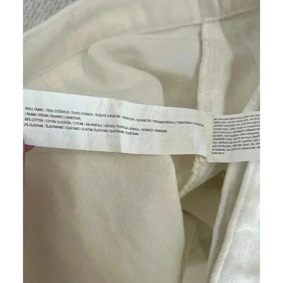 EVIDNT Skirt 26 White Denim Asymmetrical Front Slit Buttons Pencil Anthropologie - Picture 9 of 10